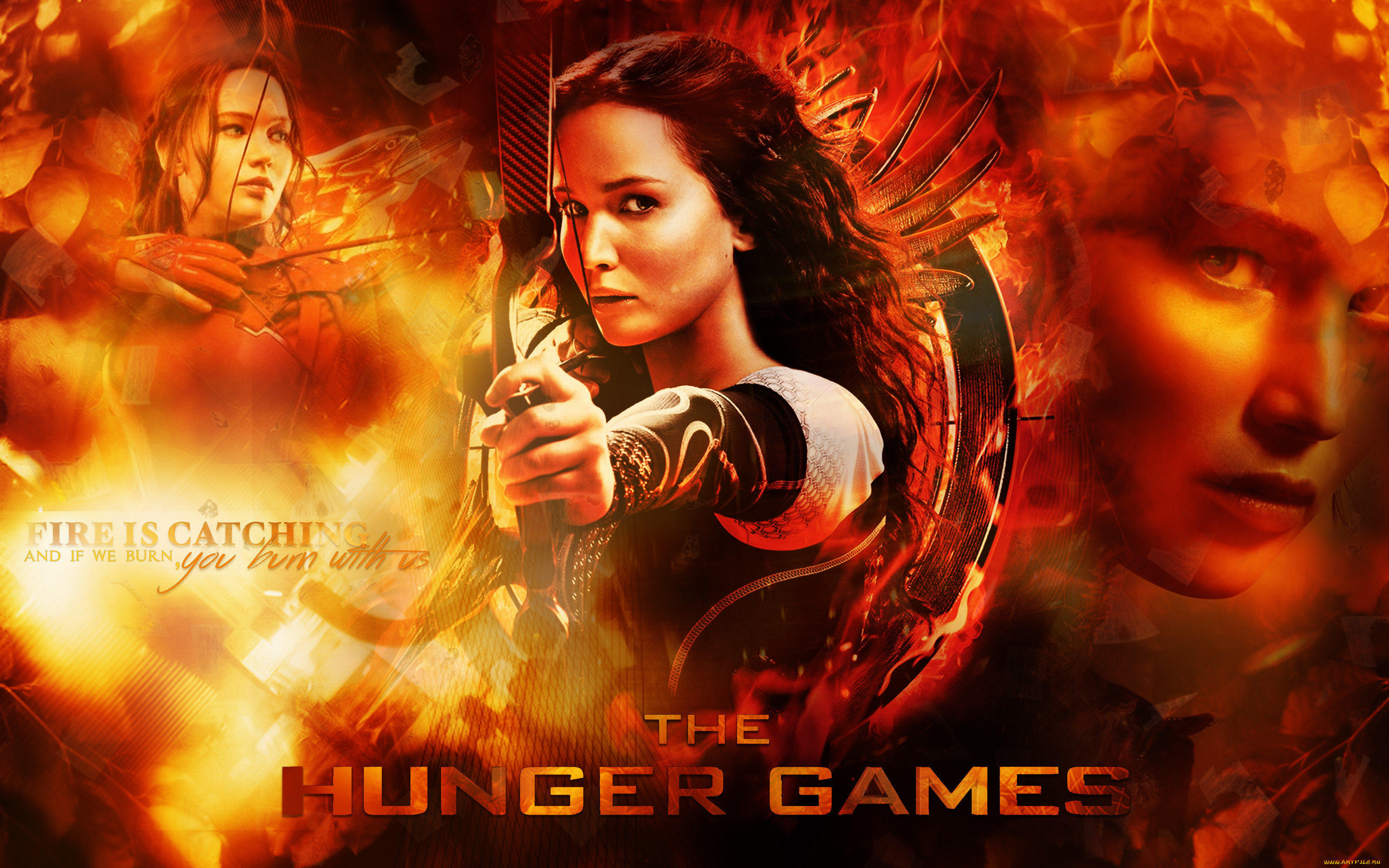 Обои Кино Фильмы The Hunger Games, обои для рабочего стола, фотографии кино  фильмы, the hunger games, девушка, фон, взгляд, лук Обои для рабочего  стола, скачать обои картинки заставки на рабочий стол.